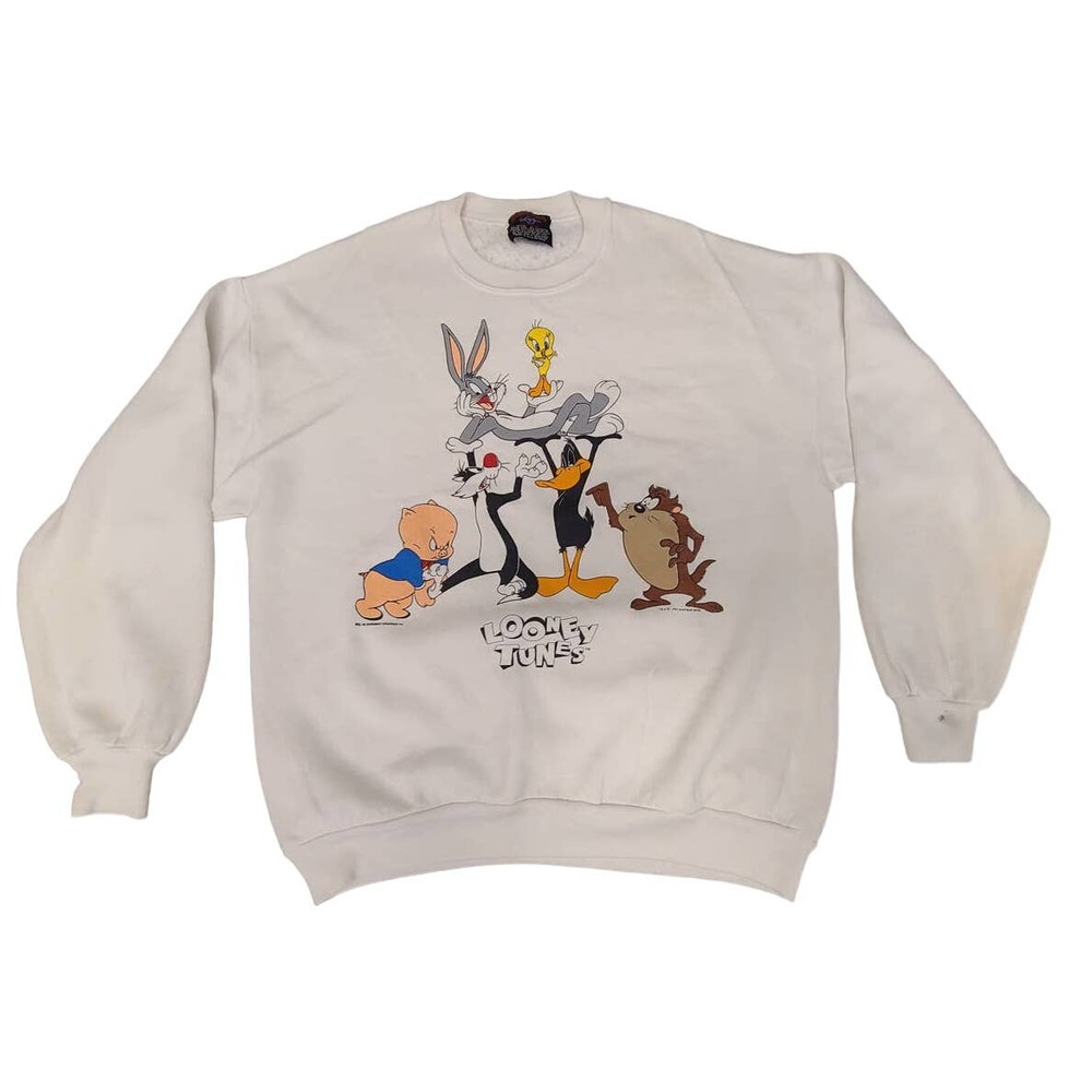 Rare VTG Looney Tunes Bugs Bunny Porky Taz Daffy Sylvester 1993 Sweatshirt 90 XL